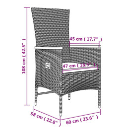 Ensemble de salon de jardin 3 pcs gris poly rotin et acacia