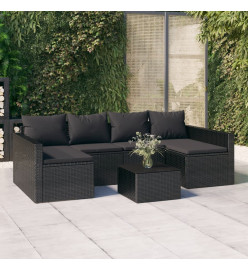 Salon de jardin 2 pcs avec coussins Noir Résine tressée
