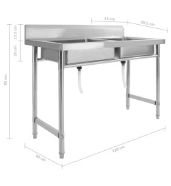 Évier de cuisine à lavabo double Acier inoxydable