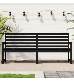 Banc de jardin noir 203,5x48x91,5 cm bois massif de pin