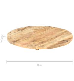 Dessus de table Bois de manguier solide Rond 25-27 mm 60 cm