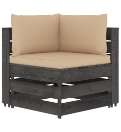 Salon de jardin 8 pcs avec coussins Bois imprégné de gris