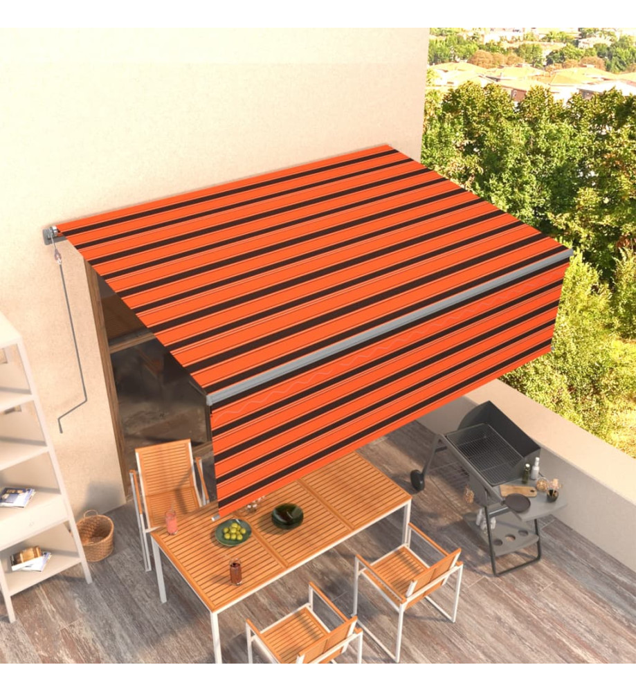 Auvent automatique rétractable avec store 4x3m Orange et marron