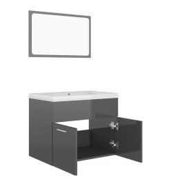 Ensemble de meubles de salle de bain Gris brillant Aggloméré