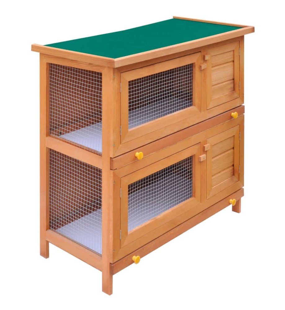 Clapier d'extérieur Enclos pour petits animaux 4 portes Bois