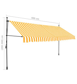 Auvent manuel rétractable avec LED 400 cm Blanc et orange