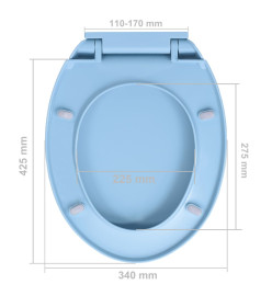 Siège de toilette à fermeture en douceur Bleu Ovale