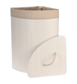 Bathroom Solutions Panier à linge d'angle Bambou Blanc