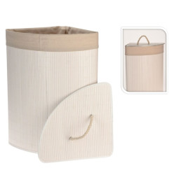 Bathroom Solutions Panier à linge d'angle Bambou Blanc