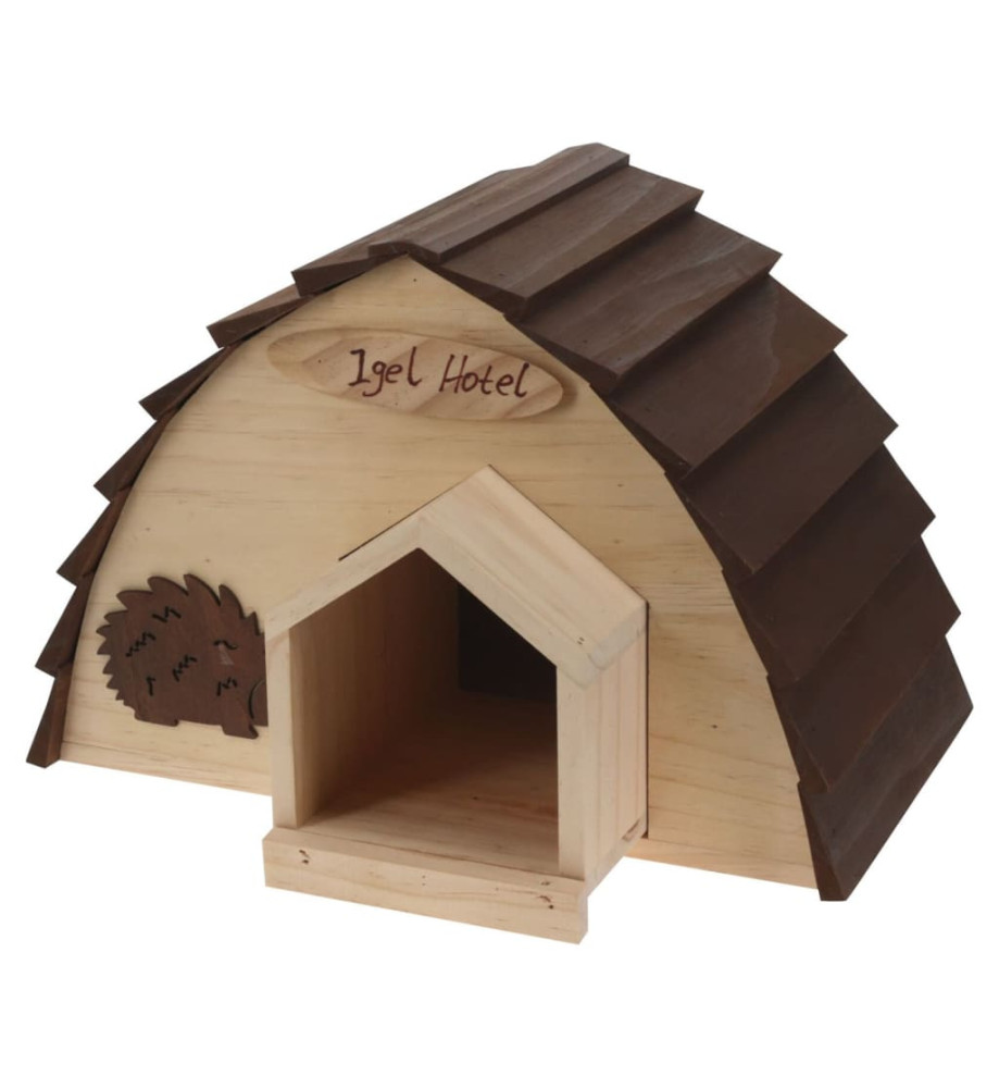 ProGarden Maison hérissons Bois avec écorce d'arbre 34,5x20x23,5 cm