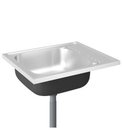 Jeu d'évier de cuisine et égouttoir argenté 500x600x155 mm inox