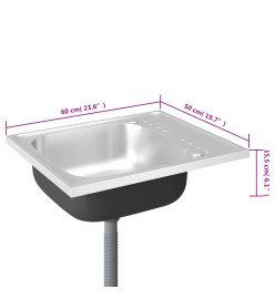 Jeu d'évier de cuisine et égouttoir argenté 500x600x155 mm inox