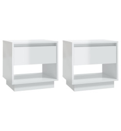 Tables de chevet 2 pcs Blanc brillant 45x34x44 cm Aggloméré