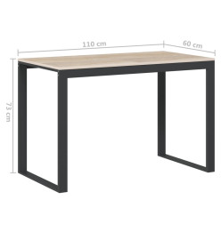 Bureau d'ordinateur Noir et chêne 110x60x73 cm Aggloméré