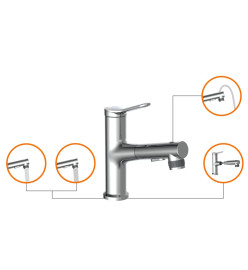 EISL Mitigeur de lavabo VARIABILE avec douchette extractible chrome