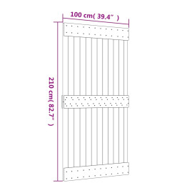 Porte coulissante et kit de quincaillerie 100x210 cm pin massif