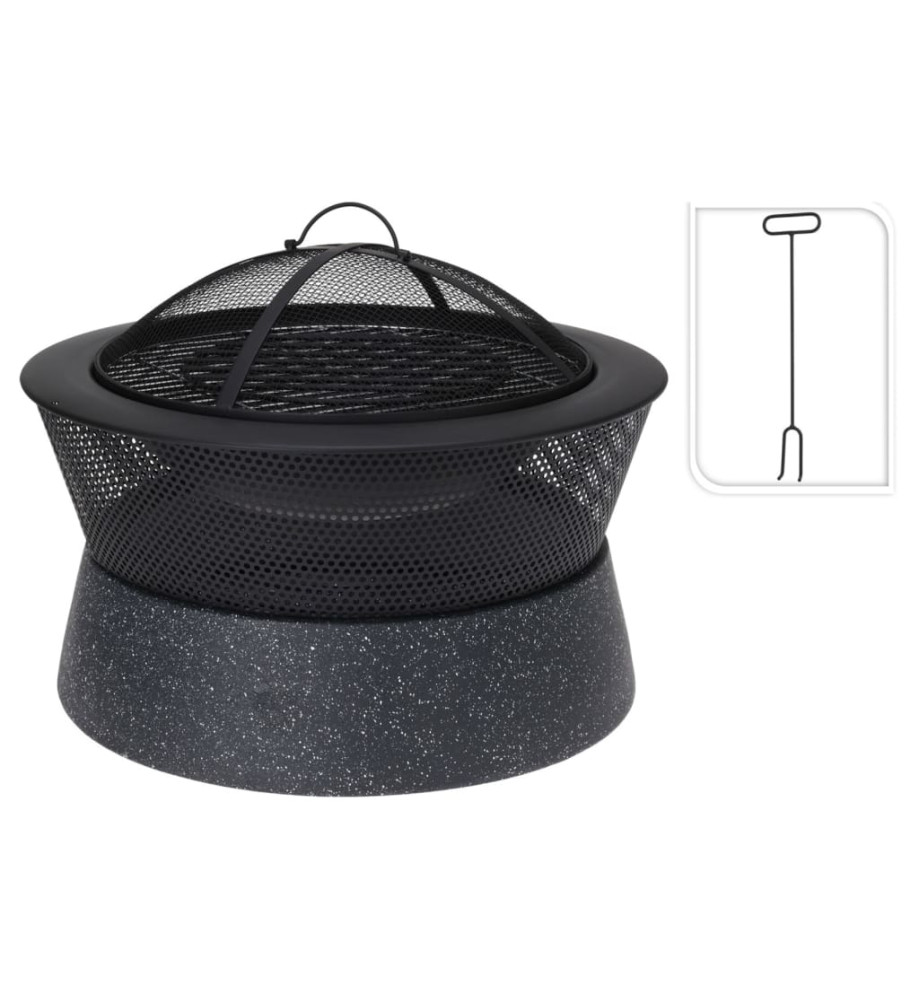 ProGarden Bol à feu avec grille rond 54,5x54,5x38 cm noir