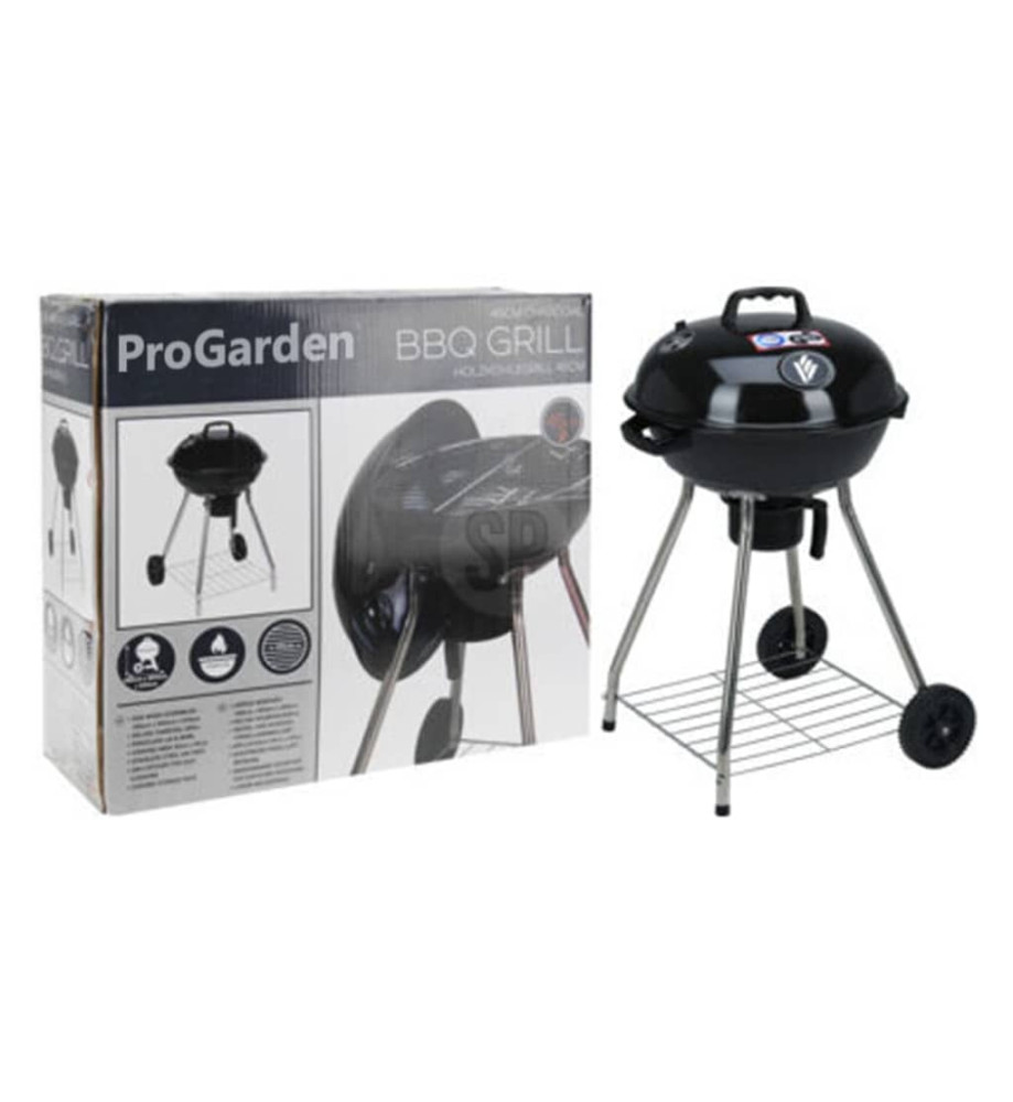 ProGarden Barbecue sur roues noir