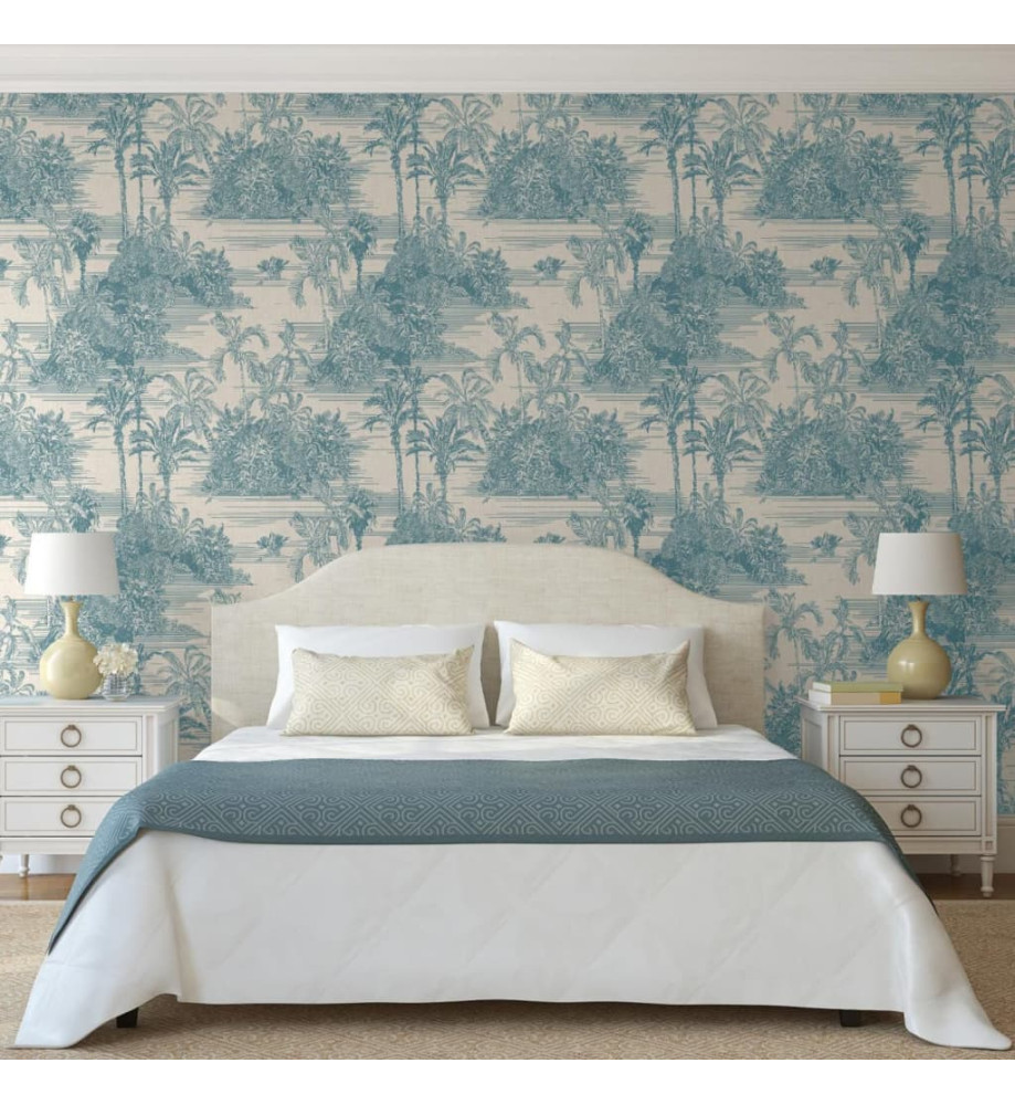 DUTCH WALLCOVERINGS Papier peint Tropical Beige et bleu clair DUTCH WALLCOVERINGS Papier peint Tropical Beige et bleu clair