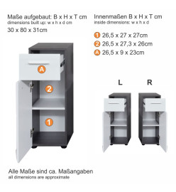 Trendteam Armoire de rangement de sol Line Blanc et argenté fumé