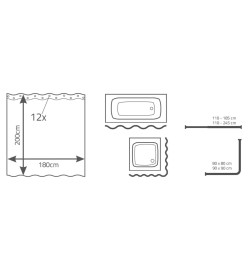 RIDDER Rideau de douche Skyline 180x200 cm