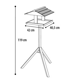 FLAMINGO Mangeoire à oiseaux et support Reykjavik 42x40,5x119cm Marron