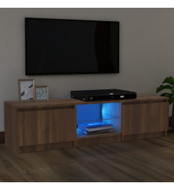 Meuble TV avec lumières LED Chêne marron 140x40x35,5 cm