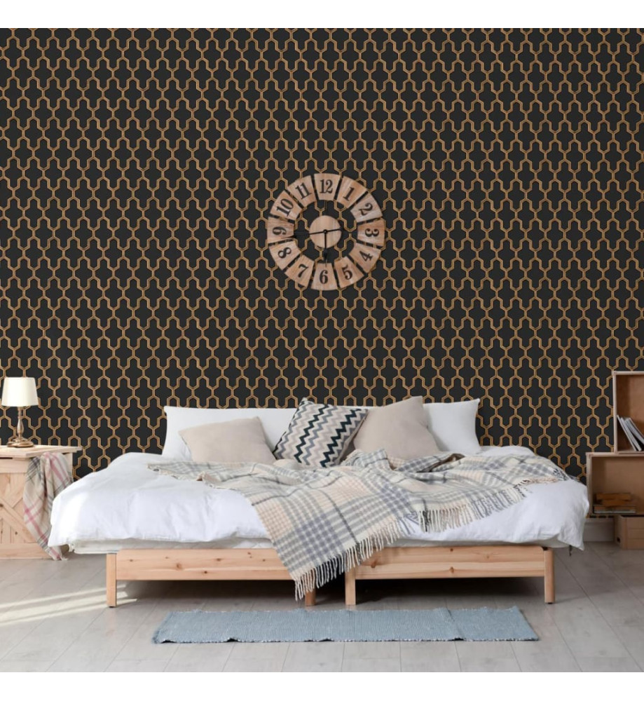 DUTCH WALLCOVERINGS Papier peint Geometric Noir et doré