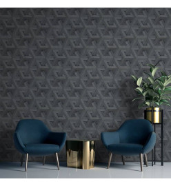 DUTCH WALLCOVERINGS Papier peint Onyx Anthracite et doré