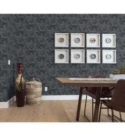 DUTCH WALLCOVERINGS Papier peint Onyx Anthracite et doré