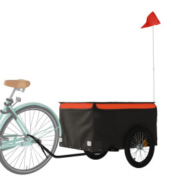 Remorque pour vélo noir et orange 45 kg fer