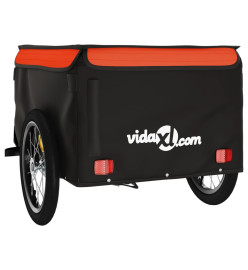 Remorque pour vélo noir et orange 45 kg fer