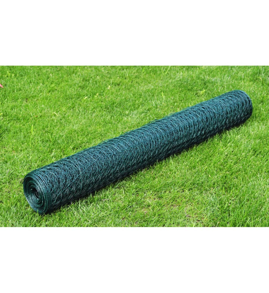 Grillage Acier galvanisé et revêtement en PVC 25x0,75 m Vert