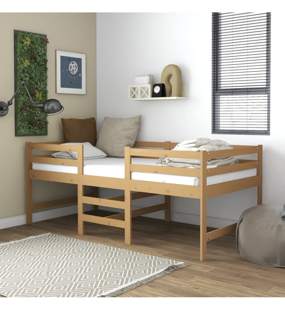 Lit mi-haut avec matelas 90x200 cm Marron miel Pin massif Lit mi-haut avec matelas 90x200 cm Marron miel Pin massif