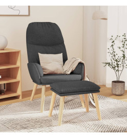 Chaise de relaxation avec tabouret Gris foncé Tissu