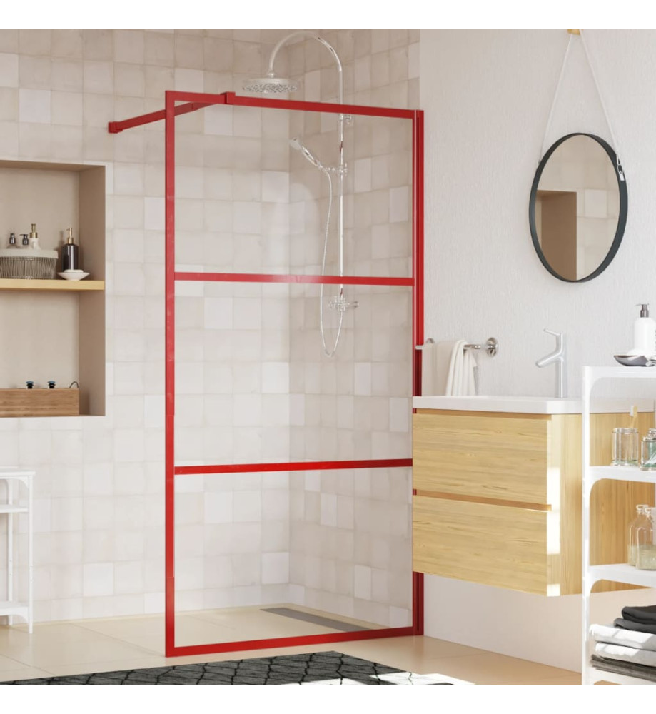 Paroi de douche avec verre ESG transparent rouge 115x195 cm