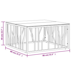 Table basse doré 80x80x40 cm acier inoxydable et verre