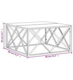 Table basse argenté acier inoxydable/bois massif récupération