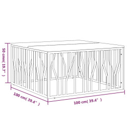 Table basse argenté acier inoxydable/bois massif récupération