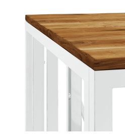 Table basse argenté acier inoxydable et bois massif d'acacia