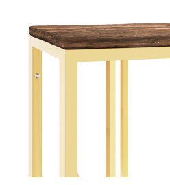 Table console doré acier inoxydable et bois massif récupération