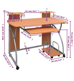 Bureau d'ordinateur Marron 110x52x88,5 cm Bois d’ingénierie