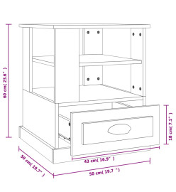 Table d'appoint chêne fumé 50x50x60 cm bois d'ingénierie