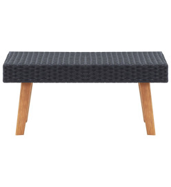 Table basse de jardin Résine tressée Noir