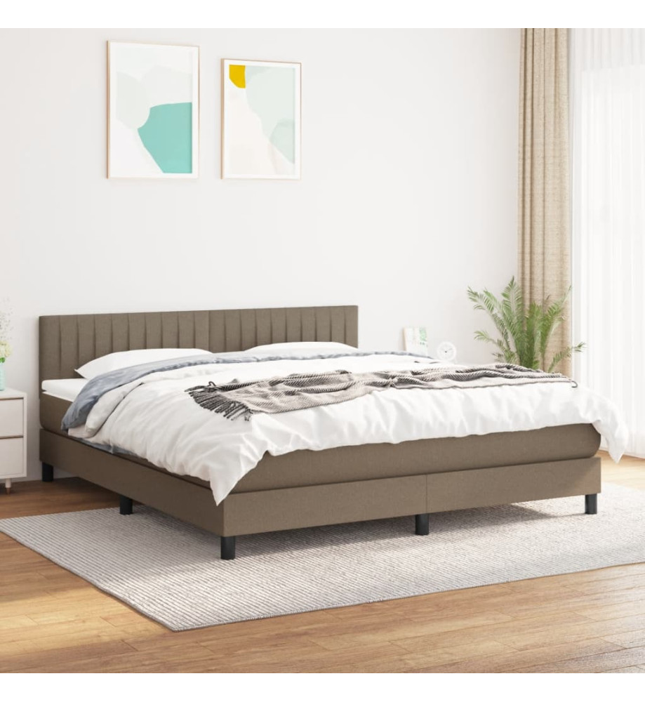 Lit à sommier tapissier avec matelas Taupe 180x200 cm Tissu Lit à sommier tapissier avec matelas Taupe 180x200 cm Tissu