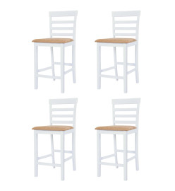 Table et chaises de bar 5 pcs Bois massif Marron et blanc