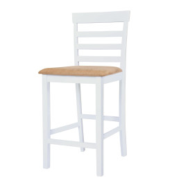 Table et chaises de bar 5 pcs Bois massif Marron et blanc