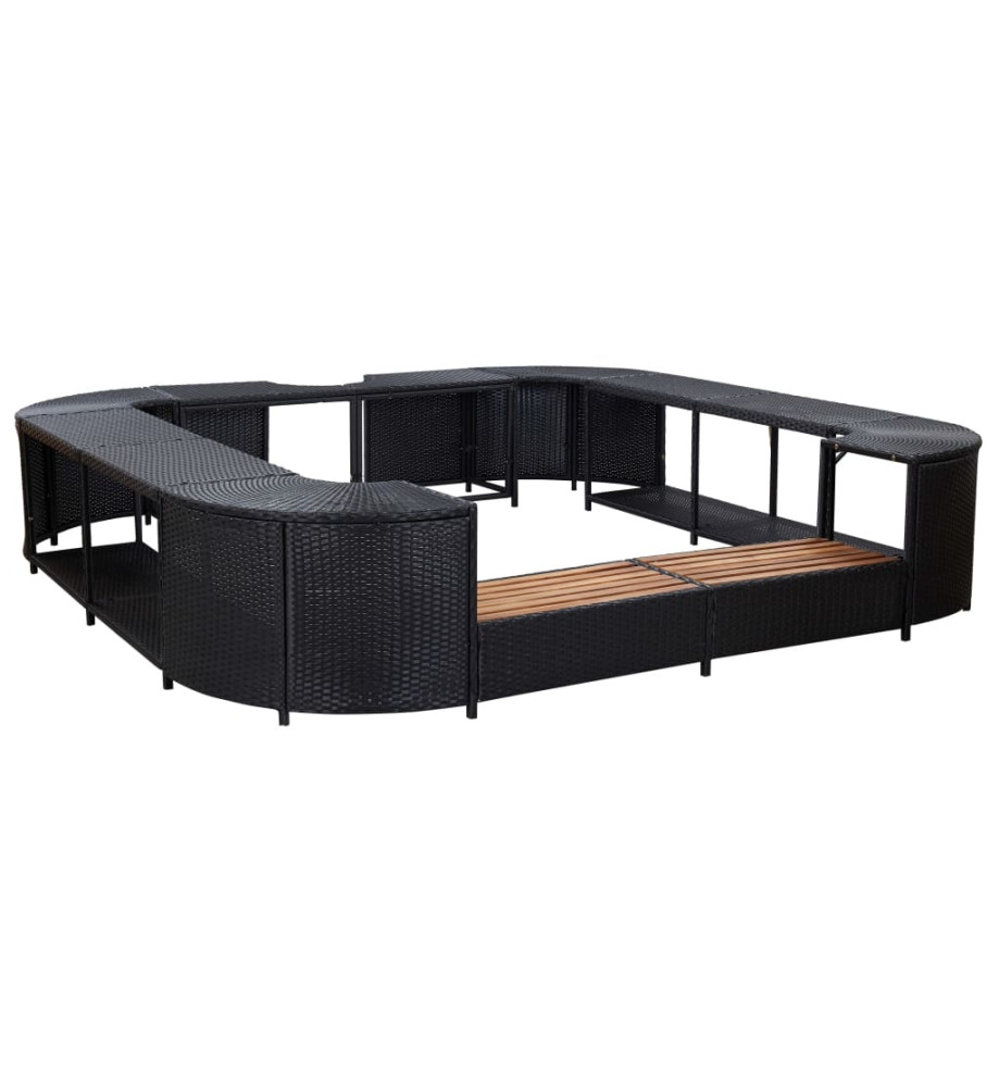 Cadre de spa carré Noir 268x268x55 cm Résine tressée Cadre de spa carré Noir 268x268x55 cm Résine tressée