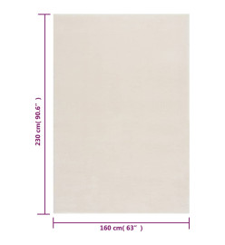 Tapis shaggy doux lavable 160x230 cm Antidérapant Crème