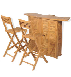 Mobilier de bistro 3pcs et chaises pliables Bois de teck solide